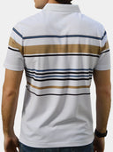 Manly Men's Sunset Striped Polo Shirt, view 3