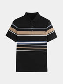 Manly Men's Sunset Striped Polo Shirt, view 8