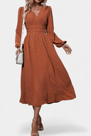 Audra Swiss Dot Long Sleeve Midi Dress, view 7