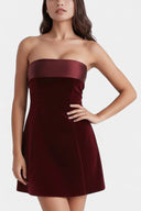 Effie Velvet Bandeau A-Line Mini Dress, view 2