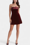 Effie Velvet Bandeau A-Line Mini Dress, view 4