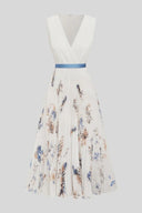 Aurelia White Floral Chiffon Pleated Maxi Dress, view 2