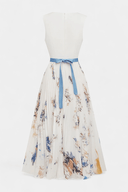 Aurelia White Floral Chiffon Pleated Maxi Dress, view 5