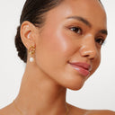 Larissa Gold Freshwater Pearl Hoop Earrings, view 5