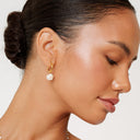 Farah Gold Tiny Freshwater Pearl Hoop Earrings, view 5