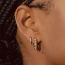 Maia Mini Mother-of-Pearl Huggie Hoop Earrings, view 10