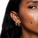 Maia Mini Mother-of-Pearl Huggie Hoop Earrings, view 7