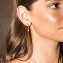 Rosella Rosé Oval Stone Hoop Drop Earrings, view 4