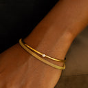 Estella Thin Open Cuff Bracelet with White Zircon, view 4