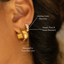 Lyra White Zircon Huggie Hoop Earrings, view 3