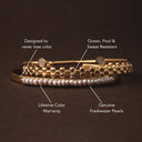 Zinnia Freshwater Pearl Gold Cuff Bracelet, view 4