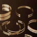 Bella Open Cuff Bracelet with Pavé Round Ends, view 7