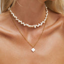 Belinda Mother of Pearl Quatrefoil Pendant Necklace, view 2