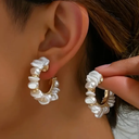 Margot white pearl hoop earrings for women