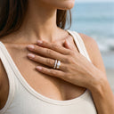 Lucia Gold Three Stone Ring Set, view 3