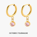 Sophia Birthstone Charm Huggie Hoop Earrings, view 19