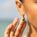 Paola Green Zircon Olive Huggie Drop Earrings, view 6