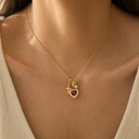 Elle Gold Heart Charm Necklace, view 4