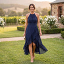 Eloise the elegant asymmetric ruffle midi dress