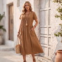 Mirabel Pleated Linen Dress
