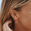 Jolie Gold Oval Hoop Earrings, view 4