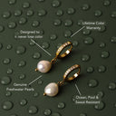 Salome Baroque Freshwater Pearl Drop Hoop Earrings, view 17