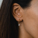 Perrine Freshwater Pearl Huggie Hoop Earrings, view 2