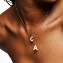 Mina Mother of Pearl Initial Necklace, view 2