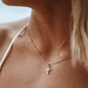 Lila Pearl Cross Pendant Necklace, view 3
