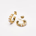 Maia Mini Mother-of-Pearl Huggie Hoop Earrings, view 3