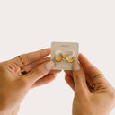 Maia Mini Mother-of-Pearl Huggie Hoop Earrings, view 9