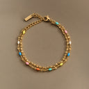 Helene Rainbow Double Layered Dainty Bracelet, view 14