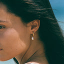 Rosalind Hammered Freshwater Pearl Hoop Earrings, view 15