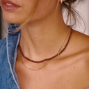 Calista Garnet Red Glass Bead Choker Necklace, view 2