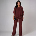 Liora layered two-piece set with asymmetric chiffon blouse and wide-leg pants, view 6