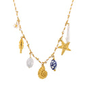 Leah Gold Ocean Charm Pearl Necklace, view 2