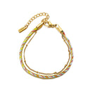 Theodora Layered Green and Gold Beaded Bracelet, view 2