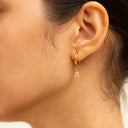 Rosella Rosé Oval Stone Hoop Drop Earrings, view 2