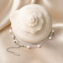 Celestine Layered Herringbone and Pearl Bracelet, view 11