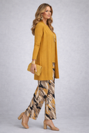Amaris yellow 3 piece set with abstract print wide leg trousers, view 2