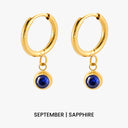 Sophia Birthstone Charm Huggie Hoop Earrings, view 18