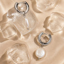 Mariana Chunky Freshwater Pearl Hoop Earrings, view 9