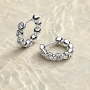 Sabrina Beaded White Stone Huggie Hoop Earrings, view 8