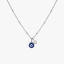 Thea Blue Evil Eye Necklace with Freshwater Pearl, view 13