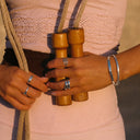 Justine Hammered Textured Cuff Bracelet, view 22