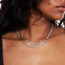 Corinne Herringbone & Rope Chain Layered Necklace, view 11