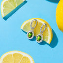 Paola Green Zircon Olive Huggie Drop Earrings, view 9