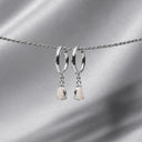 Orla Opal Teardrop Huggie Hoop Earrings, view 9
