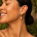 Orla Opal Teardrop Huggie Hoop Earrings, view 10