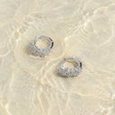 Lyra White Zircon Huggie Hoop Earrings, view 11